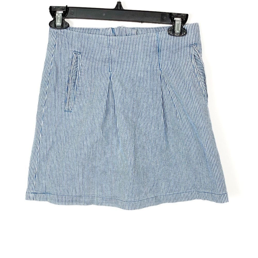 H&M 2 White Navy Blue Striped A Lined Mini Skirt Flare Nautical Y2K Sailor HM